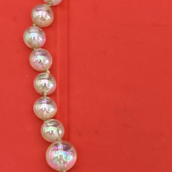 VTG AB Finish Clear Lucite Beaded Necklace - Picture 10 of 14